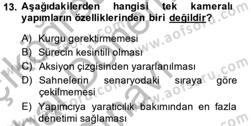 Radyo ve Televizyonda Program Yapımı Dersi 2014 - 2015 Yılı (Final) Dönem Sonu Sınav Soruları 13. Soru