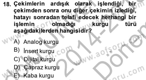 Radyo ve Televizyonda Program Yapımı Dersi 2014 - 2015 Yılı (Final) Dönem Sonu Sınav Soruları 18. Soru