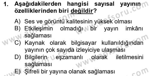 Radyo ve Televizyonda Program Yapımı Dersi 2014 - 2015 Yılı Tek Ders Sınav Soruları 1. Soru