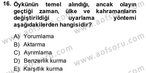 Radyo ve Televizyonda Program Yapımı Dersi 2014 - 2015 Yılı Tek Ders Sınav Soruları 16. Soru