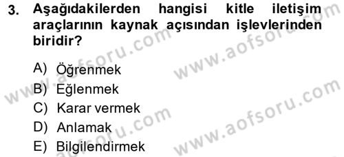 Radyo ve Televizyonda Program Yapımı Dersi 2014 - 2015 Yılı Tek Ders Sınav Soruları 3. Soru