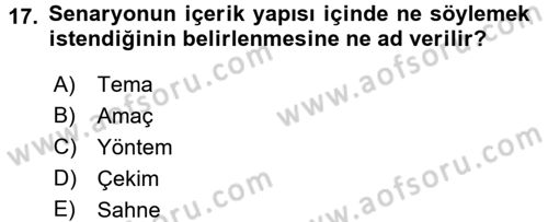 Radyo ve Televizyonda Program Yapımı Dersi 2015 - 2016 Yılı (Vize) Ara Sınav Soruları 17. Soru