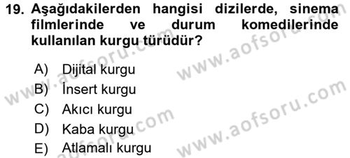 Radyo ve Televizyonda Program Yapımı Dersi 2015 - 2016 Yılı (Final) Dönem Sonu Sınavı 19. Soru
