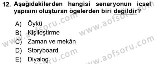 Radyo ve Televizyonda Program Yapımı Dersi 2017 - 2018 Yılı 3 Ders Sınav Soruları 12. Soru