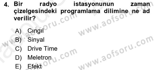 Radyo ve Televizyonda Program Yapımı Dersi 2017 - 2018 Yılı 3 Ders Sınav Soruları 4. Soru