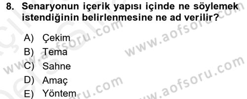 Radyo ve Televizyonda Program Yapımı Dersi 2017 - 2018 Yılı 3 Ders Sınav Soruları 8. Soru