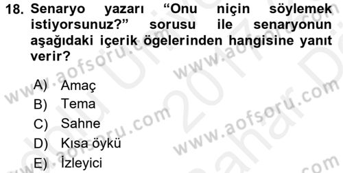 Radyo ve Televizyonda Program Yapımı Dersi 2017 - 2018 Yılı (Vize) Ara Sınav Soruları 18. Soru