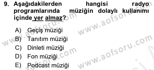 Radyo ve Televizyonda Program Yapımı Dersi 2017 - 2018 Yılı (Vize) Ara Sınav Soruları 9. Soru
