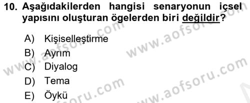 Radyo ve Televizyonda Program Yapımı Dersi 2017 - 2018 Yılı (Final) Dönem Sonu Sınav Soruları 10. Soru