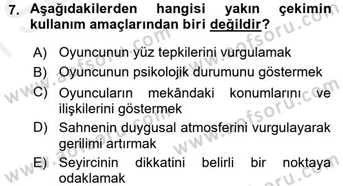 Radyo ve Televizyonda Program Yapımı Dersi 2017 - 2018 Yılı (Final) Dönem Sonu Sınav Soruları 7. Soru