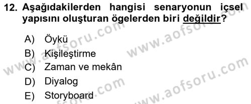 Radyo ve Televizyonda Program Yapımı Dersi 2018 - 2019 Yılı 3 Ders Sınav Soruları 12. Soru