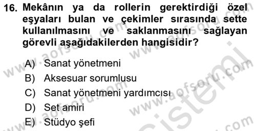 Radyo ve Televizyonda Program Yapımı Dersi 2018 - 2019 Yılı 3 Ders Sınav Soruları 16. Soru