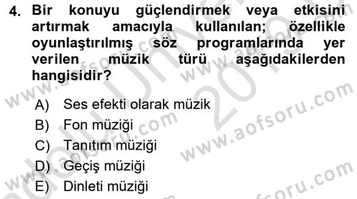 Radyo ve Televizyonda Program Yapımı Dersi 2018 - 2019 Yılı 3 Ders Sınav Soruları 4. Soru
