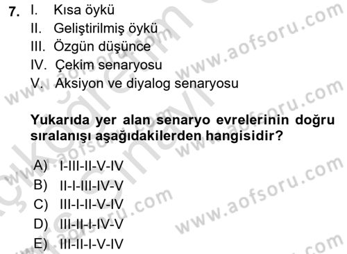Radyo ve Televizyonda Program Yapımı Dersi 2018 - 2019 Yılı 3 Ders Sınav Soruları 7. Soru