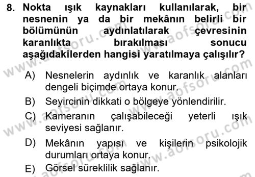 Radyo ve Televizyonda Program Yapımı Dersi 2018 - 2019 Yılı (Final) Dönem Sonu Sınav Soruları 8. Soru