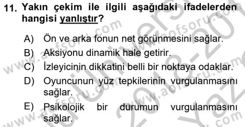 Radyo ve Televizyonda Program Yapımı Dersi 2018 - 2019 Yılı Yaz Okulu Sınav Soruları 11. Soru