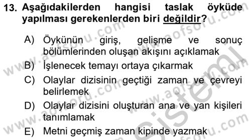 Radyo ve Televizyonda Program Yapımı Dersi 2018 - 2019 Yılı Yaz Okulu Sınav Soruları 13. Soru