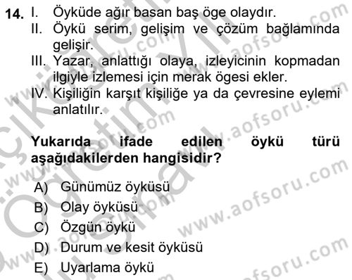 Radyo ve Televizyonda Program Yapımı Dersi 2018 - 2019 Yılı Yaz Okulu Sınav Soruları 14. Soru