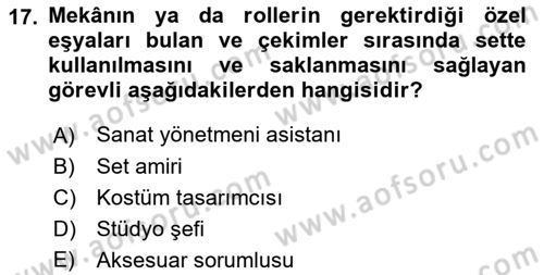 Radyo ve Televizyonda Program Yapımı Dersi 2018 - 2019 Yılı Yaz Okulu Sınav Soruları 17. Soru
