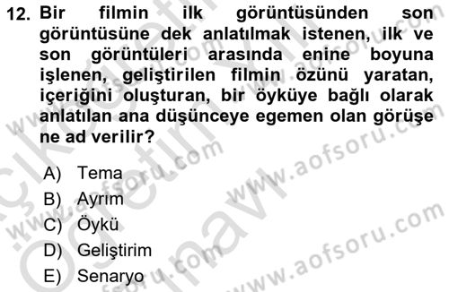 Radyo ve Televizyonda Program Yapımı Dersi 2020 - 2021 Yılı Yaz Okulu Sınav Soruları 12. Soru