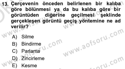 Radyo ve Televizyonda Program Yapımı Dersi 2020 - 2021 Yılı Yaz Okulu Sınav Soruları 13. Soru
