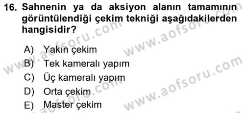 Radyo ve Televizyonda Program Yapımı Dersi 2020 - 2021 Yılı Yaz Okulu Sınav Soruları 16. Soru
