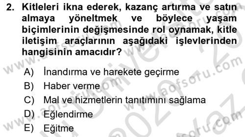 Radyo ve Televizyonda Program Yapımı Dersi 2020 - 2021 Yılı Yaz Okulu Sınav Soruları 2. Soru