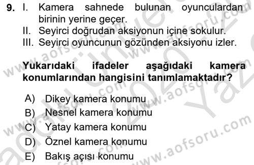 Radyo ve Televizyonda Program Yapımı Dersi 2020 - 2021 Yılı Yaz Okulu Sınav Soruları 9. Soru