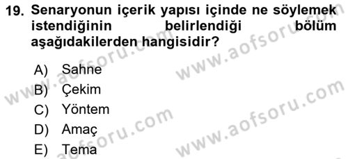 Radyo ve Televizyonda Program Yapımı Dersi 2021 - 2022 Yılı (Vize) Ara Sınav Soruları 19. Soru