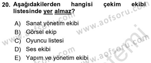 Radyo ve Televizyonda Program Yapımı Dersi 2021 - 2022 Yılı (Vize) Ara Sınav Soruları 20. Soru