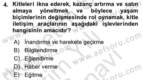 Radyo ve Televizyonda Program Yapımı Dersi 2021 - 2022 Yılı (Vize) Ara Sınav Soruları 4. Soru