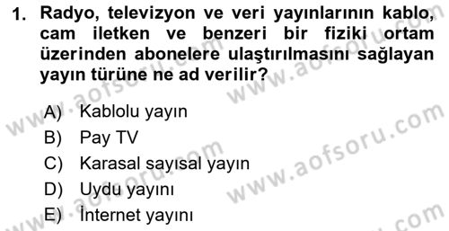 Radyo ve Televizyonda Program Yapımı Dersi 2021 - 2022 Yılı (Final) Dönem Sonu Sınav Soruları 1. Soru