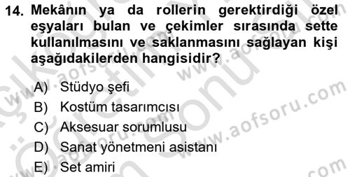 Radyo ve Televizyonda Program Yapımı Dersi 2021 - 2022 Yılı (Final) Dönem Sonu Sınav Soruları 14. Soru