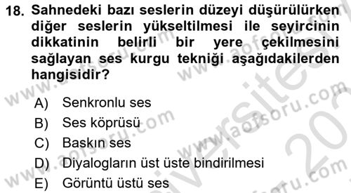 Radyo ve Televizyonda Program Yapımı Dersi 2021 - 2022 Yılı (Final) Dönem Sonu Sınav Soruları 18. Soru