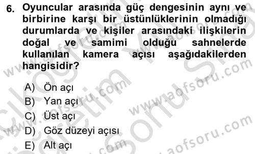 Radyo ve Televizyonda Program Yapımı Dersi 2021 - 2022 Yılı (Final) Dönem Sonu Sınav Soruları 6. Soru