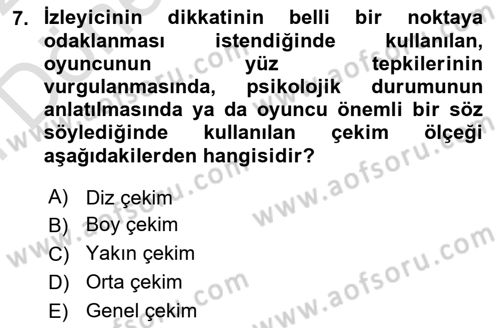 Radyo ve Televizyonda Program Yapımı Dersi 2021 - 2022 Yılı (Final) Dönem Sonu Sınav Soruları 7. Soru