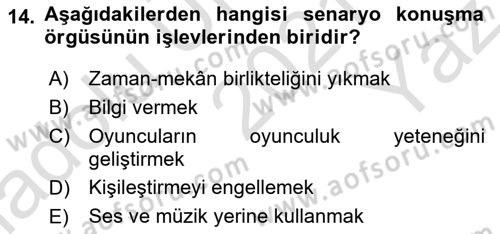 Radyo ve Televizyonda Program Yapımı Dersi 2021 - 2022 Yılı Yaz Okulu Sınav Soruları 14. Soru