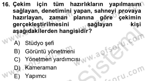Radyo ve Televizyonda Program Yapımı Dersi 2021 - 2022 Yılı Yaz Okulu Sınav Soruları 16. Soru