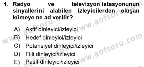 Radyo ve Televizyonda Program Yapımı Dersi 2022 - 2023 Yılı Yaz Okulu Sınav Soruları 1. Soru