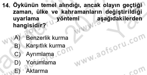 Radyo ve Televizyonda Program Yapımı Dersi 2022 - 2023 Yılı Yaz Okulu Sınav Soruları 14. Soru