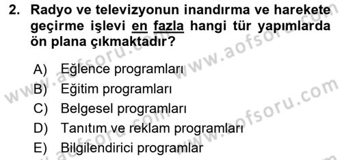 Radyo ve Televizyonda Program Yapımı Dersi 2022 - 2023 Yılı Yaz Okulu Sınav Soruları 2. Soru