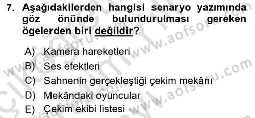 Radyo ve Televizyonda Program Yapımı Dersi 2022 - 2023 Yılı Yaz Okulu Sınav Soruları 7. Soru