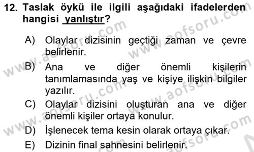 Radyo ve Televizyonda Program Yapımı Dersi 2023 - 2024 Yılı (Final) Dönem Sonu Sınav Soruları 12. Soru