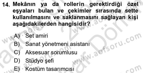 Radyo ve Televizyonda Program Yapımı Dersi 2023 - 2024 Yılı (Final) Dönem Sonu Sınav Soruları 14. Soru