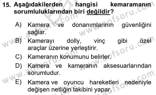 Radyo ve Televizyonda Program Yapımı Dersi 2023 - 2024 Yılı (Final) Dönem Sonu Sınav Soruları 15. Soru