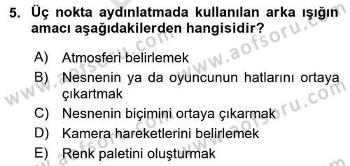 Radyo ve Televizyonda Program Yapımı Dersi 2023 - 2024 Yılı (Final) Dönem Sonu Sınav Soruları 5. Soru
