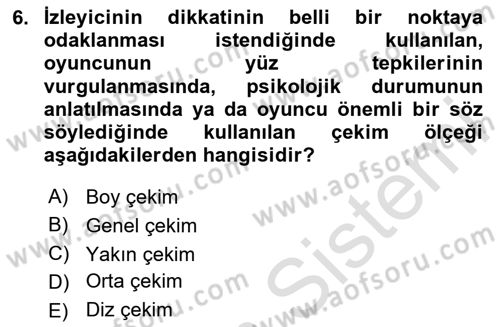 Radyo ve Televizyonda Program Yapımı Dersi 2023 - 2024 Yılı (Final) Dönem Sonu Sınav Soruları 6. Soru