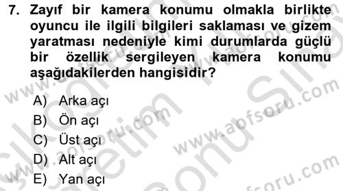 Radyo ve Televizyonda Program Yapımı Dersi 2023 - 2024 Yılı (Final) Dönem Sonu Sınav Soruları 7. Soru