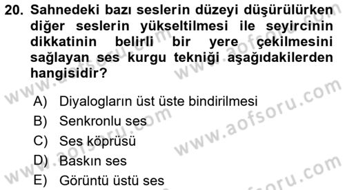 Radyo ve Televizyonda Program Yapımı Dersi 2024 - 2025 Yılı (Final) Dönem Sonu Sınav Soruları 20. Soru
