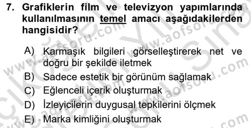 Radyo ve Televizyonda Program Yapımı Dersi 2024 - 2025 Yılı (Final) Dönem Sonu Sınav Soruları 7. Soru